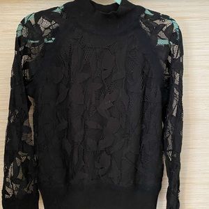 Black Lace Long Sleeve Top